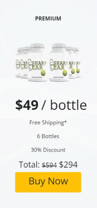 SharpEar six bottles premium bundle with bonus and discount offer, ideal for loyal users looking for long-term hearing support